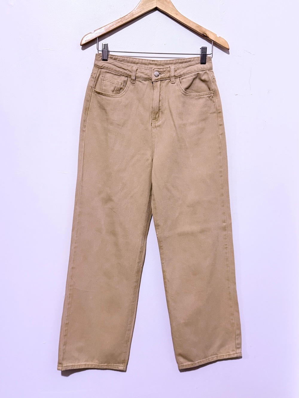 High-Rise Straight Leg Jeans in Tan